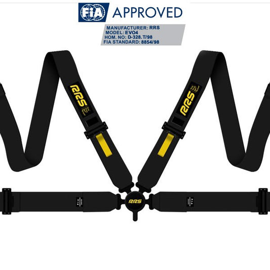 RRS Universal EVO 4 Point Harness 3 Inch FIA-Approved Black