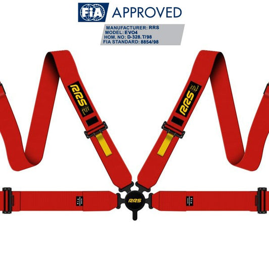 RRS Universal EVO 4 Point Harness 3 Inch FIA-Approved Red