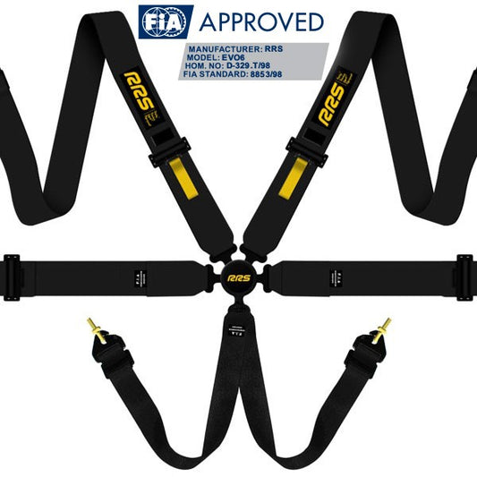 RRS Universal EVO 6 Point Harness 3 Inch FIA-Approved Black